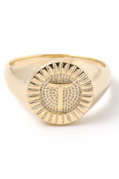 Round Signet Initial Ring