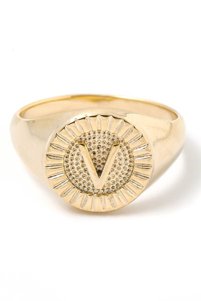 Round Signet Initial Ring
