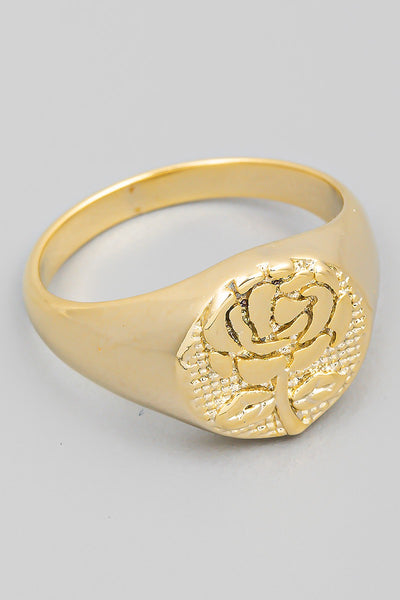 Flower Rose Signet Ring