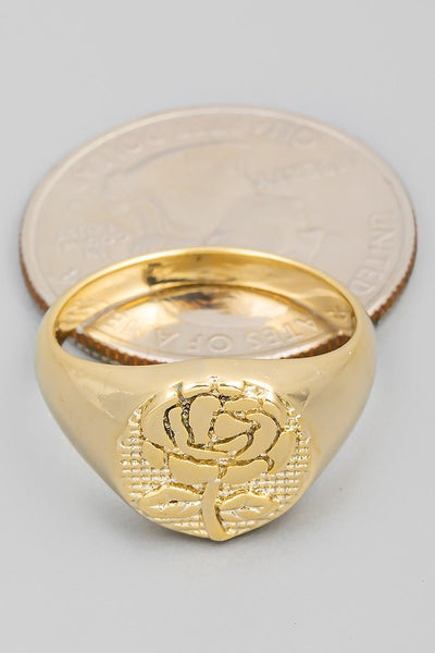 Flower Rose Signet Ring