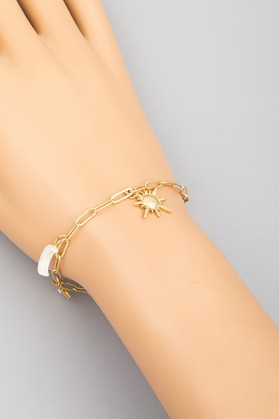 Star Sun Moon Charm Chain Bracelet