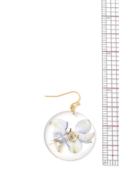Round Pressed Floral Hook Earrings