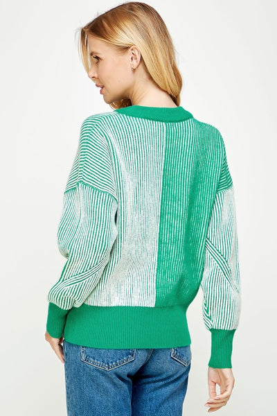 Chunky Multiway Striped Wide Ribbed Sweater