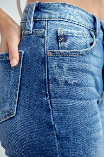 High Rise Hem Detail Straight Jean