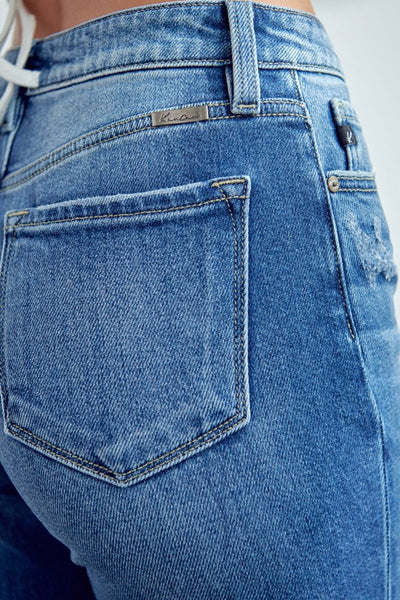 High Rise Hem Detail Straight Jean