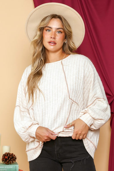 Oversize Ribbed Knit Sweatshirt