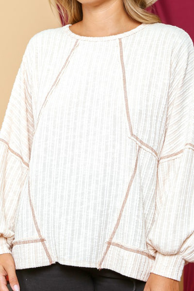 Oversize Ribbed Knit Sweatshirt