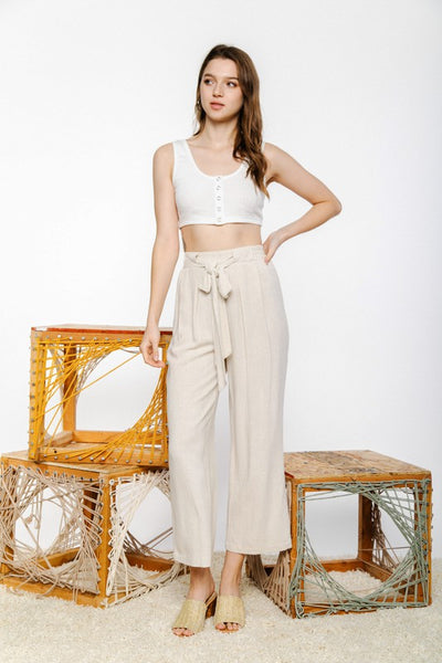 Linen high waist wide pants