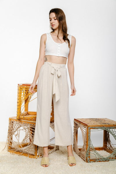 Linen high waist wide pants