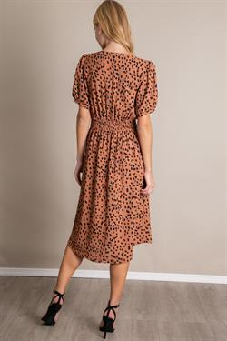 V Neck Animal Print Midi Dress