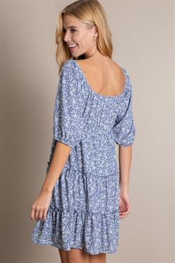 Tiered Floral Print Dress with Front Tie