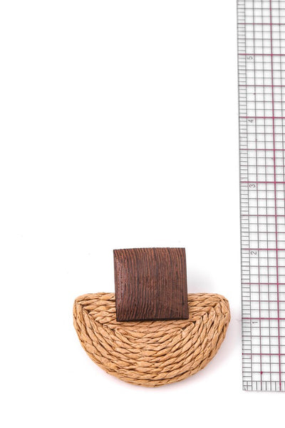 Straw Braided Wood Post Earrings
