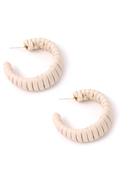 Faux Leather Wrapped Hoop Earrings