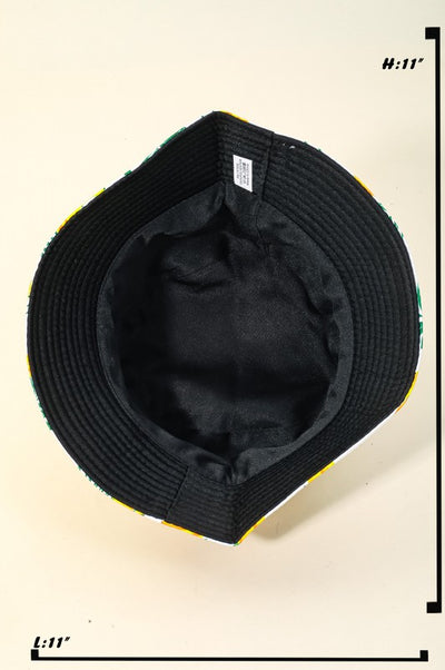 Bananas And Monstera Leafs Print Bucket Hat