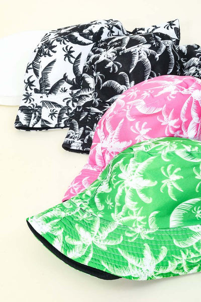 Single Color Palm Trees Print Bucket Hat