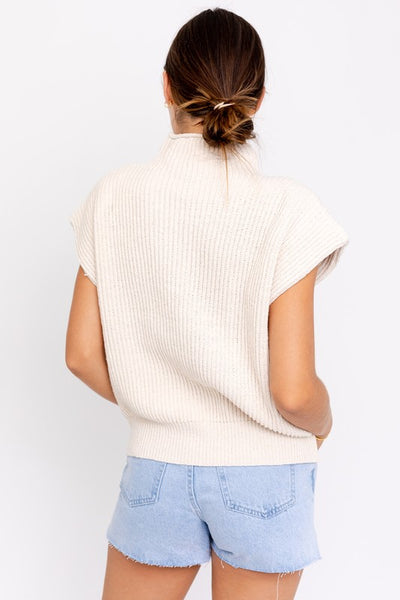 TURTLE NECK POWER SHOULDER SWEATER VEST