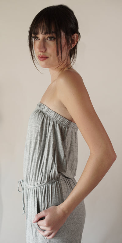 SOLID STRAPLESS JUMPSUIT