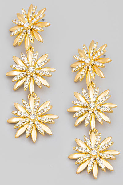 Layered Flower Thistle Drop Earrings