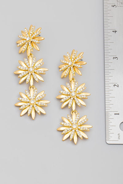 Layered Flower Thistle Drop Earrings