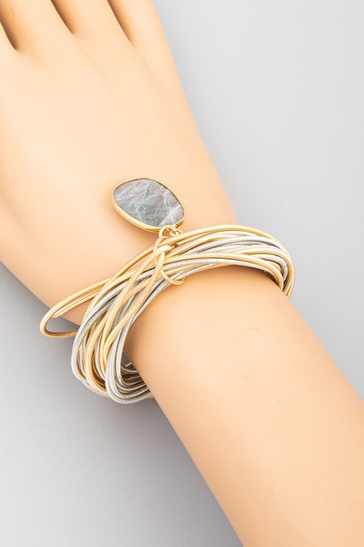 Multi Strand Oval Stone Charm Bracelet