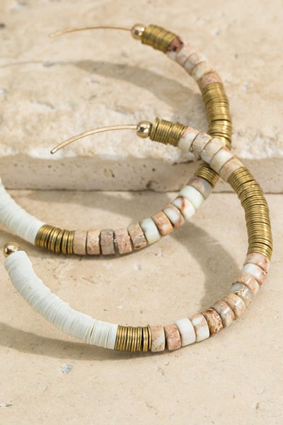 Brass Multi Beaded Hoop Earrings