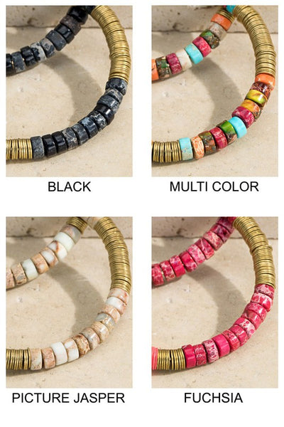 Brass Multi Beaded Hoop Earrings