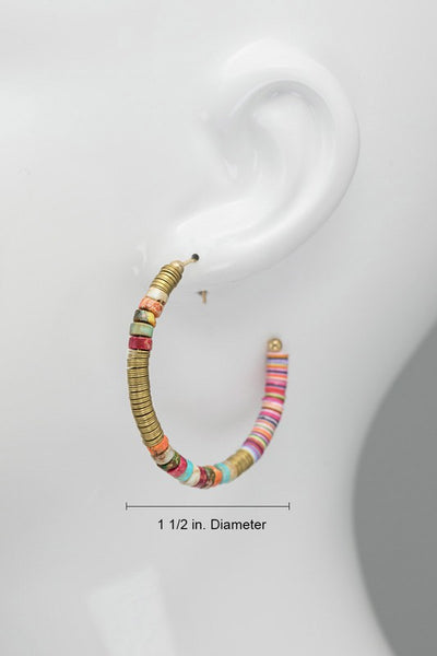 Brass Multi Beaded Hoop Earrings