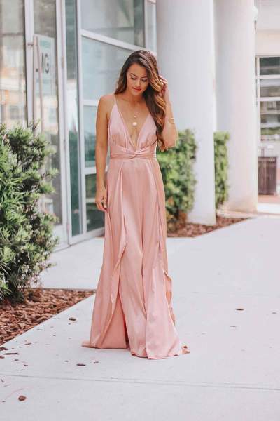 Satin Twist Split Hem Maxi