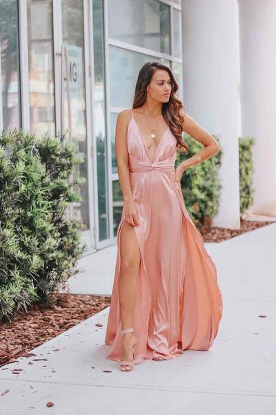 Satin Twist Split Hem Maxi