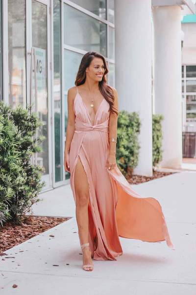 Satin Twist Split Hem Maxi