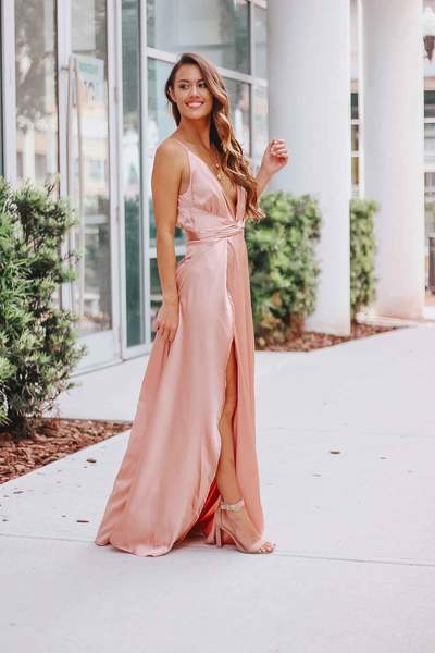 Satin Twist Split Hem Maxi