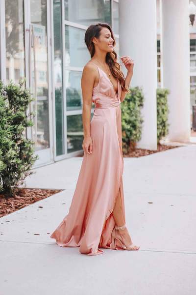 Satin Twist Split Hem Maxi