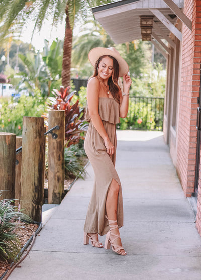Lightweight Jumpsuit with Ruffle Top