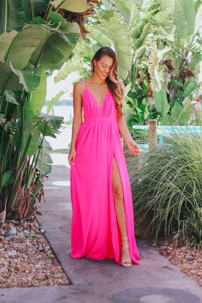 Bright Pink Maxi Ball Gown