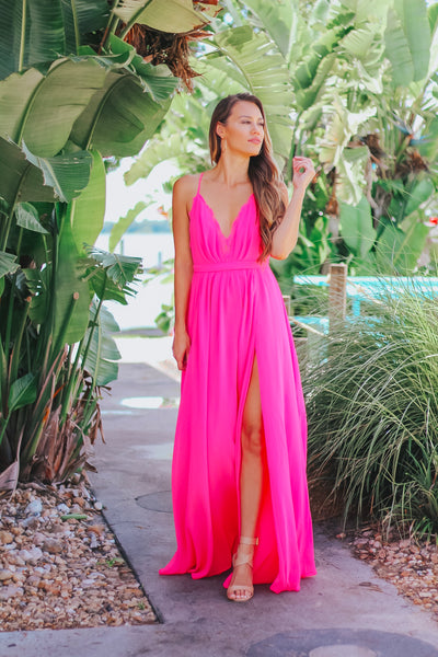 Bright Pink Maxi Ball Gown