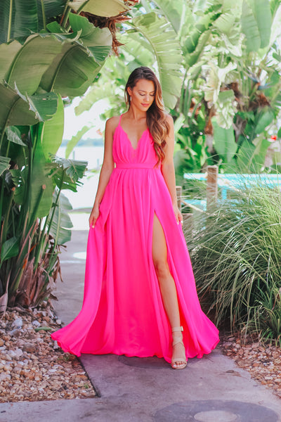 Bright Pink Maxi Ball Gown