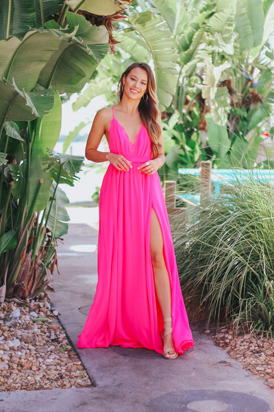 Bright Pink Maxi Ball Gown
