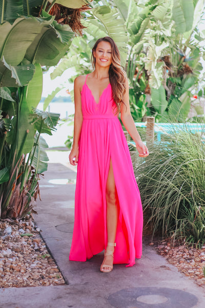 Bright Pink Maxi Ball Gown