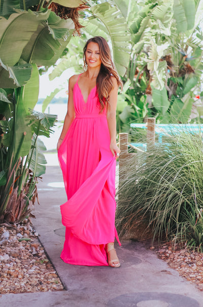 Bright Pink Maxi Ball Gown