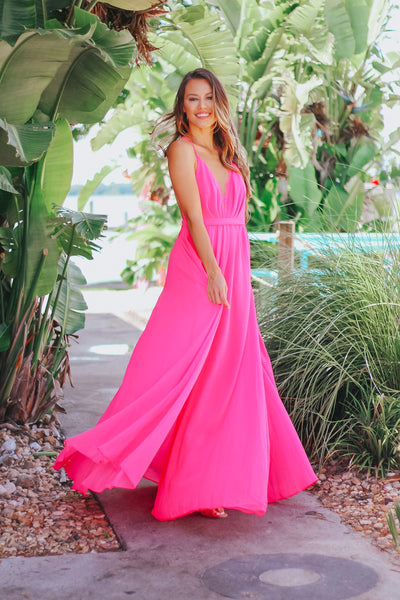 Bright Pink Maxi Ball Gown
