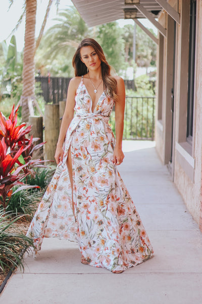 Floral Deep V Maxi Dress