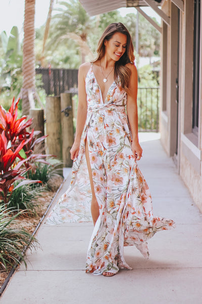 Floral Deep V Maxi Dress