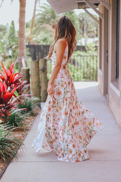 Floral Deep V Maxi Dress