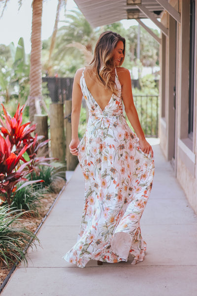 Floral Deep V Maxi Dress