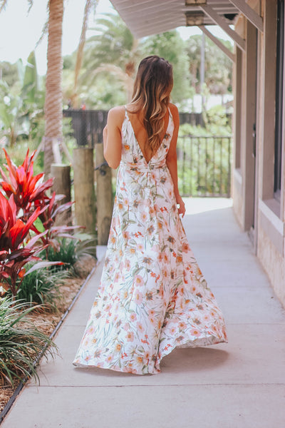Floral Deep V Maxi Dress