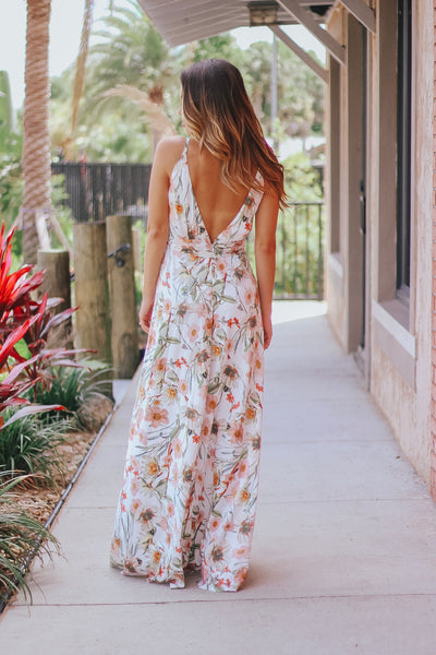 Floral Deep V Maxi Dress