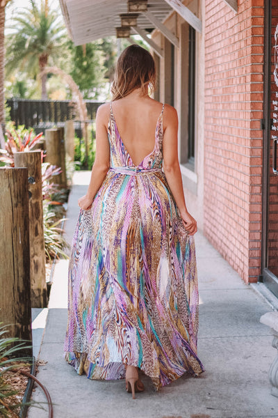 Leapord Mix Maxi Gown