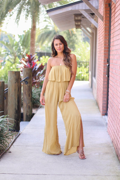 Lightweight Jumpsuit with Ruffle Top