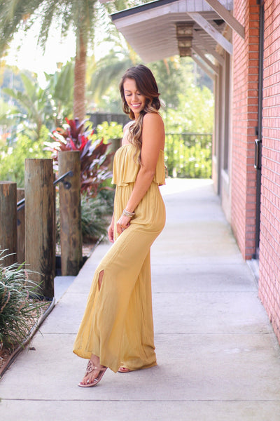 Lightweight Jumpsuit with Ruffle Top