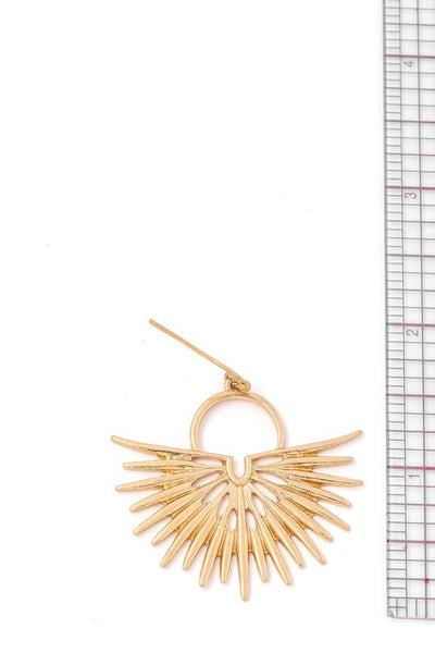 Semi Circle Sunburst Hoop Earrings